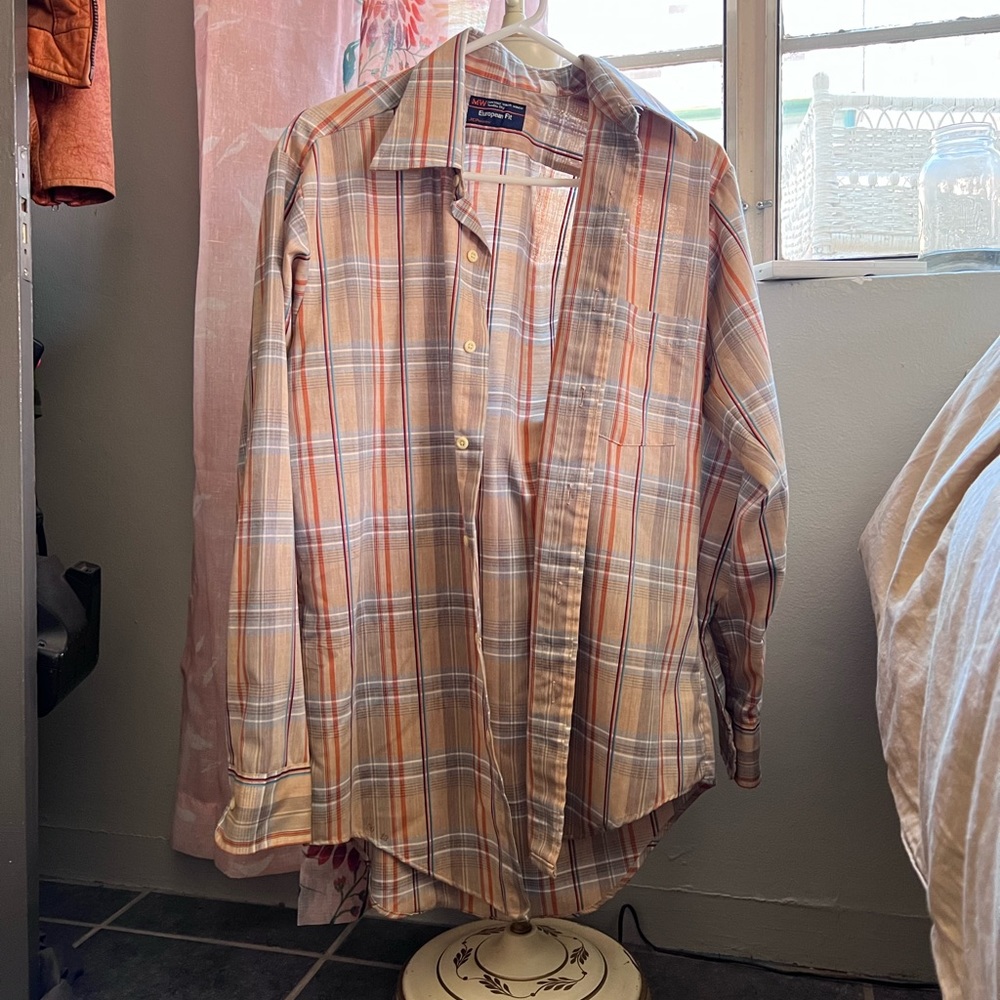 Vintage JC Penny plaid Cowboy shirt. One pocket. Casual. Long sleeve.